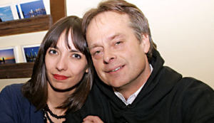 Jodie and Marc Emery, at Mr. Pickwick’s on Denman Street, enjoy their first meal together since Marc was temporarily released from jail yesterday. The marijuana activist, facing extradition to the U.S., is free for at least two weeks on a $50,000 bail bond. (Photo by Stig Nielsen)